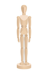Lay Figure Wooden Mannequin isolated on white background. Basic Position. Vector illustration