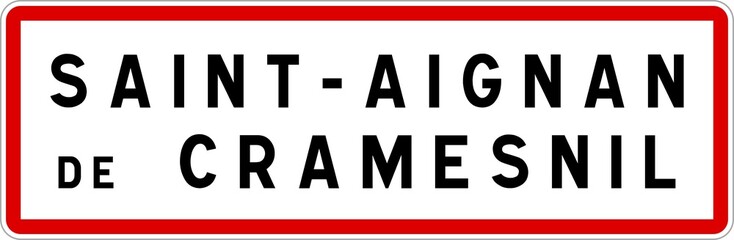 Panneau entrée ville agglomération Saint-Aignan-de-Cramesnil / Town entrance sign Saint-Aignan-de-Cramesnil