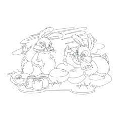 Coloring book page easter for children line art and illustration