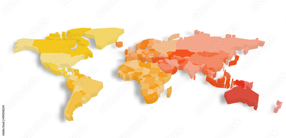 Poster 3d colorful vector map of world