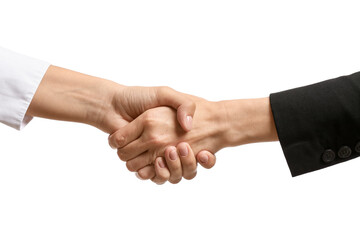 Businesswomen shaking hands on white background