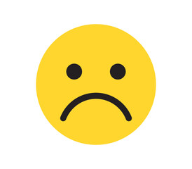 Simple emotion face and yellow cartoon emoji flat vector illustration.
