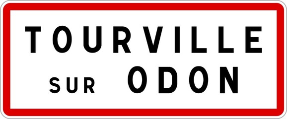 Panneau entrée ville agglomération Tourville-sur-Odon / Town entrance sign Tourville-sur-Odon