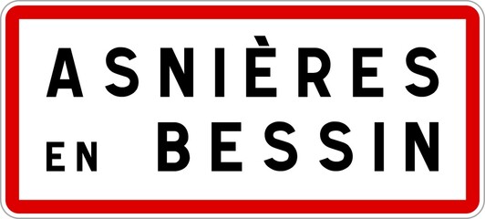 Panneau entrée ville agglomération Asnières-en-Bessin / Town entrance sign Asnières-en-Bessin