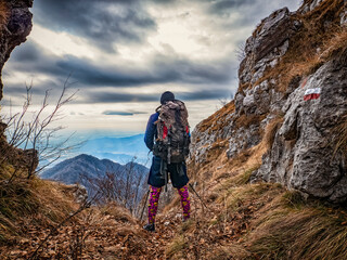 Mountaineering scene in the italian alps