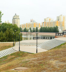 view of the city river in Astana