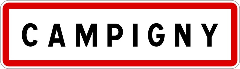 Panneau entrée ville agglomération Campigny / Town entrance sign Campigny