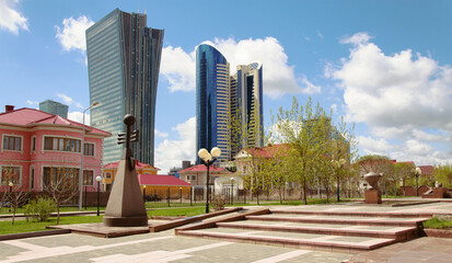 city street landscape in the capital of Kazakhstan 