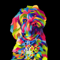 Dog vector pop art colorful transparent background