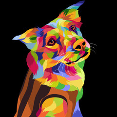 Dog vector pop art colorful transparent background