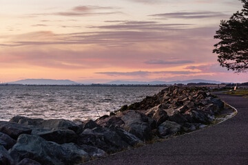 San Francisco Bay view in Emeryville of San Francisco Bay Area, California.	
