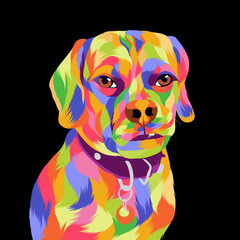 Dog vector pop art colorful transparent background
