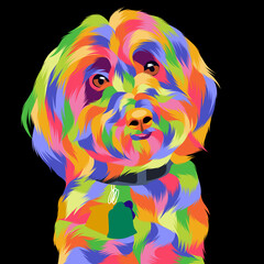 Dog vector pop art colorful transparent background