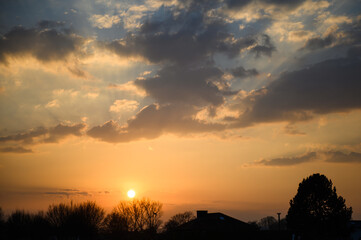 Fototapeta na wymiar Sunset sky with coloured clouds.