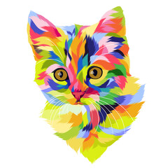 Dog and cat pop art illustration white background
