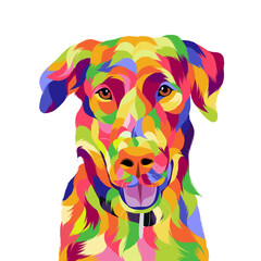 Dog and cat pop art illustration white background