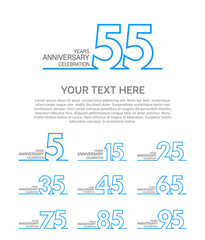 set anniversary logotype premium collection blue color with outline style on white background