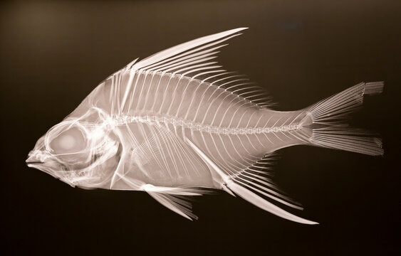 An X ray image showing the skeleton of a Striped Majarra fish