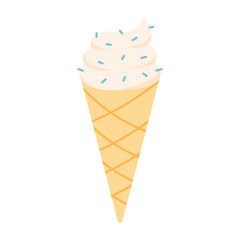 Vector illustration of ice cream cone isolated on white.