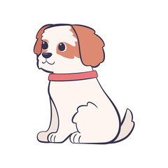 Isolated cute cavalier king charles spaniel dog breed cartoon Vector illustration