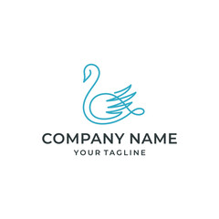 Swan Line Art Logo Design