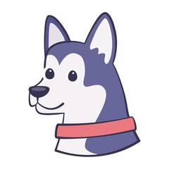 Isolated cute siberian husky dog breed cartoon Vector illustration