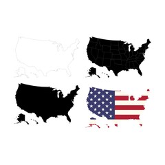 united state america countries map set 
