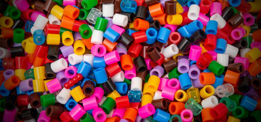 Close of multi color straw pipes cut into pieces