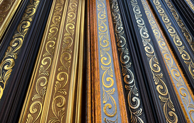 Wooden frames in golden color