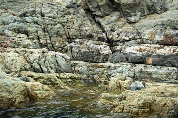 Rough textured coastal cliffs in South Korea.