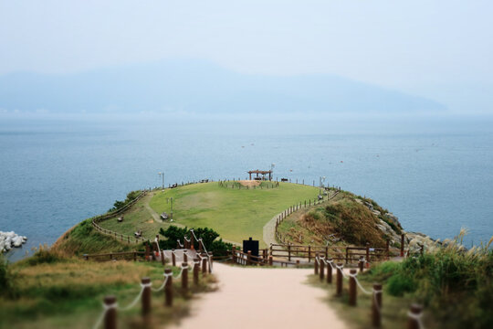 The Hill of Wind is a famous tourist destination in Korea with pretty windmills.
