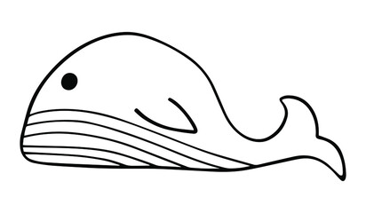 Cute whale in simple doodle style