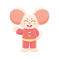 Isolated cute rat with traditional chinese clothes Zodiac sign Vector illustration