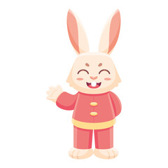 Isolated cute rabbit with traditional chinese clothes Zodiac sign Vector illustration