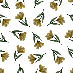 seamless pattern of yellow flower for fabric design