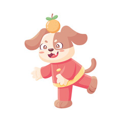 Isolated cute dog with traditional chinese clothes Zodiac sign Vector illustration