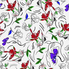 Textile print  pattern. abstract seamless flower pattern, fabric and digital print pattern.