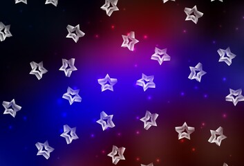 Dark Blue, Red vector template with sky stars.