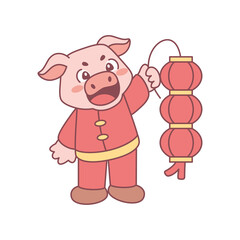 Fototapeta na wymiar Isolated cute pig with traditional chinese clothes Zodiac sign Vector illustration