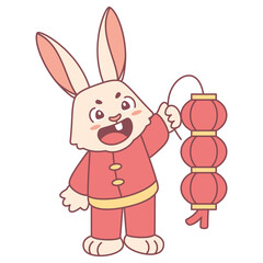 Obraz na płótnie Canvas Isolated cute rabbit with traditional chinese clothes Zodiac sign Vector illustration