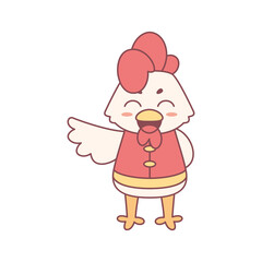Isolated cute rooster with traditional chinese clothes Zodiac sign Vector illustration