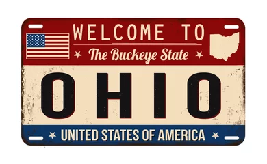 Fotobehang Welcome to Ohio vintage rusty license plate © Balint Radu