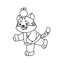 Isolated cute lion with traditional chinese clothes Zodiac sign Vector illustration