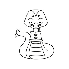 Isolated cute snake with traditional chinese clothes Zodiac sign Vector illustration