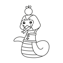Isolated cute snake with traditional chinese clothes Zodiac sign Vector illustration