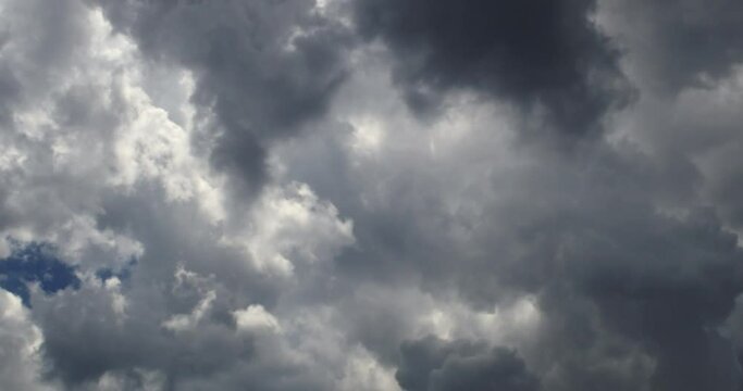 Sky, White And Dark Clouds Up View From Ground