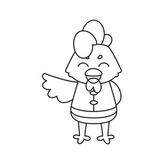 Isolated cute rooster with traditional chinese clothes Zodiac sign Vector illustration