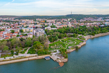 Aerial view of Durostorum fortress at Bulgarian town Silistra.