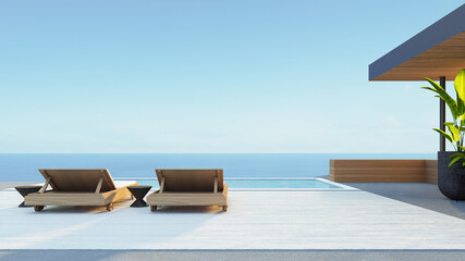 Beach Luxury Villa Hotel Ocean Sky - 3D Rendering - 494321671