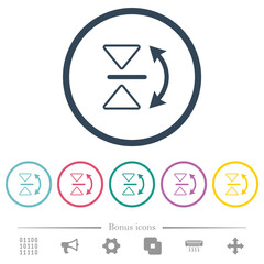 Vertical flip outline flat color icons in round outlines